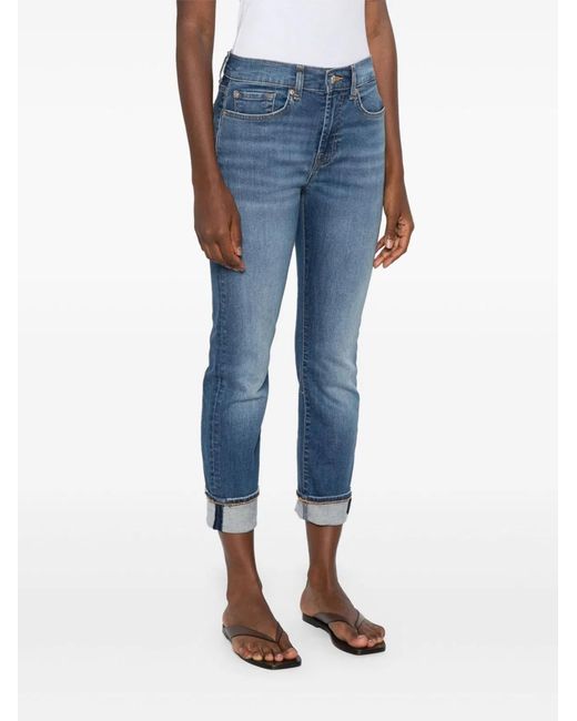 7 For All Mankind Blue Slim Mid-Rise Jeans