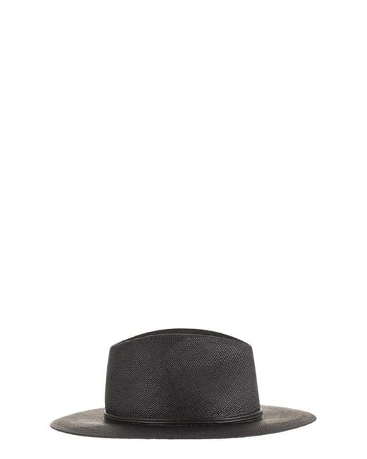 Brunello Cucinelli Multicolor Straw Fedora With Precious Leather Band