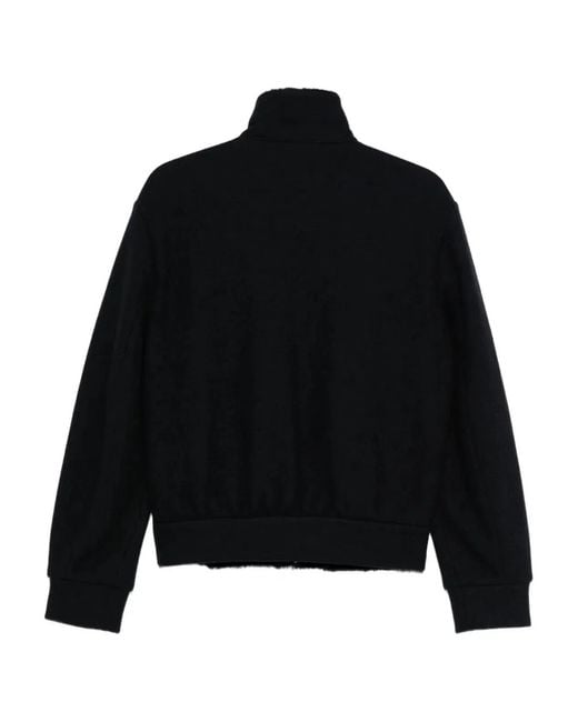 Giorgio Armani Black High-Neck Bluson Jacket With Shearling Details for men