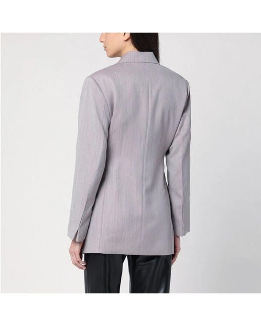 Victoria Beckham Gray Light Wool Jacket With Belt