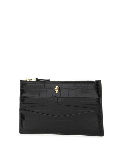 McQueen Black Leather Pouch
