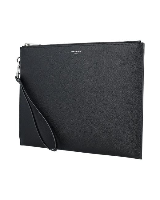 Saint Laurent Black Zip Tablet Pouch for men