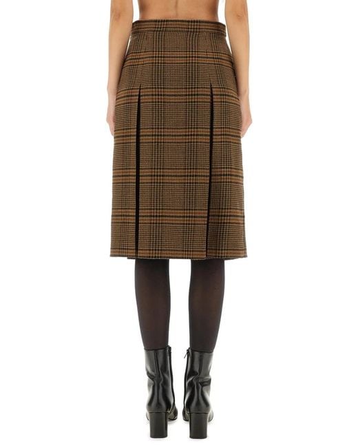 Saint Laurent Brown Wool And Cashmere Midi Skirt