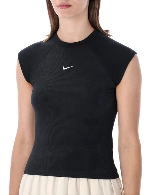Nike Black Chill Knit Ribbed Top