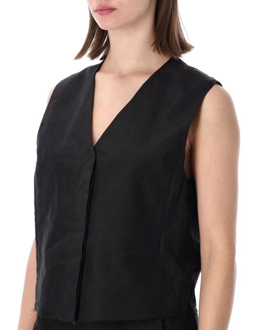 Our Legacy Black Soot Linen Blend Waistcoat