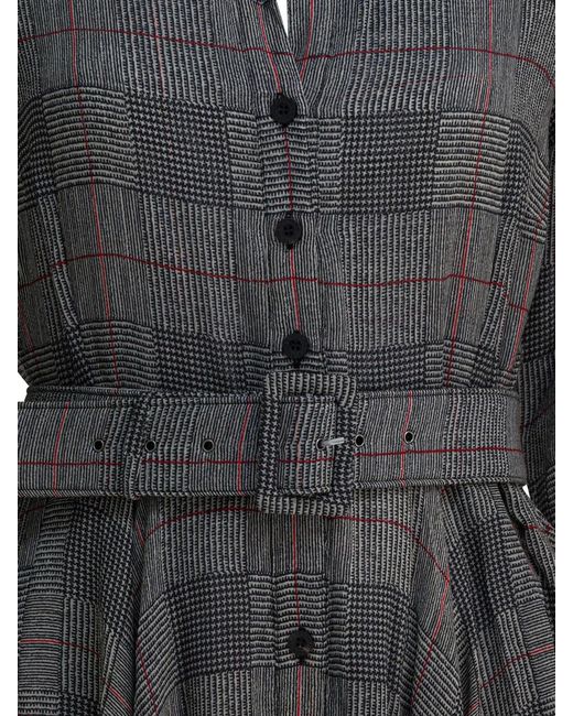 Samantha Sung Gray Checkered Wool Dress