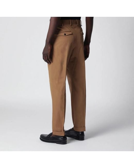 PT01 Brown Biscuitcolored Cotton Trousers for men