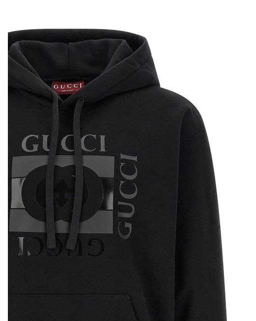 Gucci Black Incrocio Gg' Hoodie for men