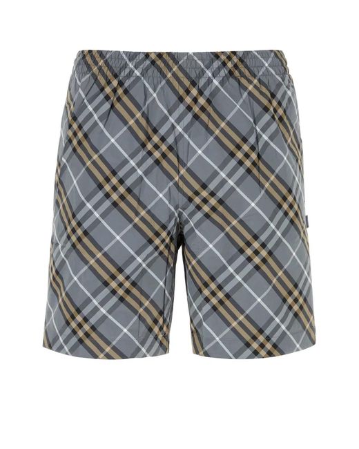 Burberry Gray Check Swim Shorts for men