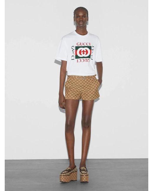 Gucci White Printed Cotton Jersey T-Shirt