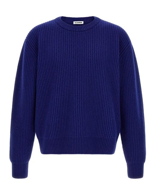 Jil Sander Blue 'Fisherman's Rib' Sweater for men