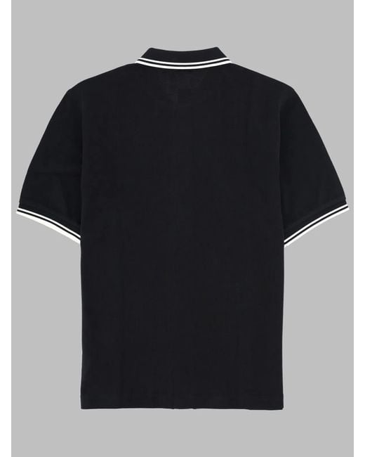 Fred Perry Black Polo Con Bottoni E Logo for men