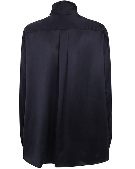 DARKPARK Blue "Meg" Satin Detachable Foulard Shirt