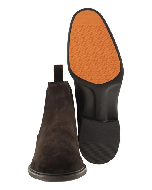 Santoni Brown "Easy" Ankle Boots for men