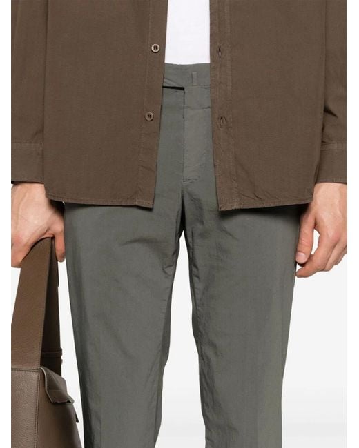 PT01 Gray Double Dye Stretch Light Popeline Slim Flat Front Pants for men