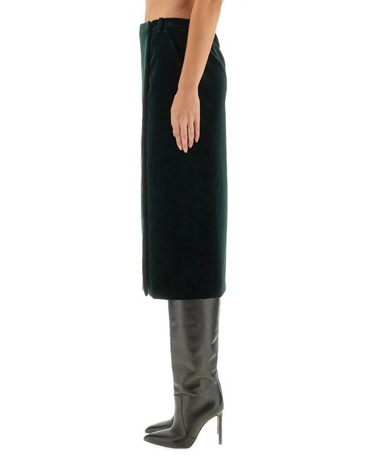 Saint Laurent Black Velvet Crossover Midi Skirt
