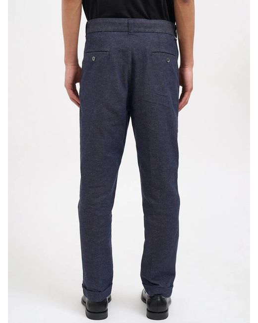 Paolo Pecora Blue Cotton And Linen Pants for men