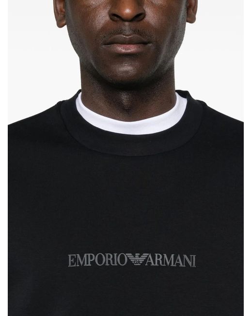 Emporio Armani Black Logo Cotton Sweatshirt for men