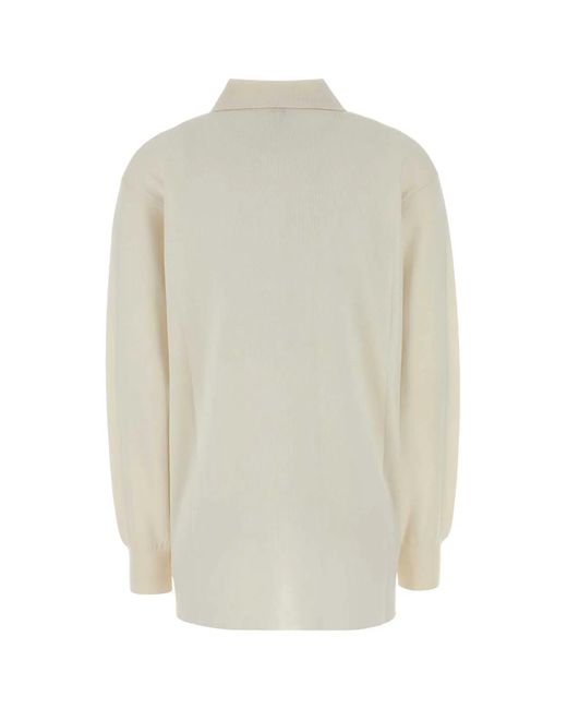 Loewe White Ivory Stretch Cashmere Blend Polo Shirt
