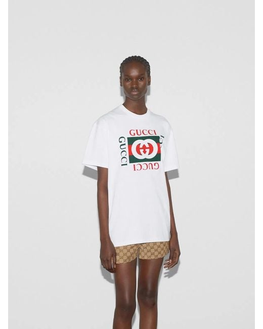 Gucci White Printed Cotton Jersey T-Shirt