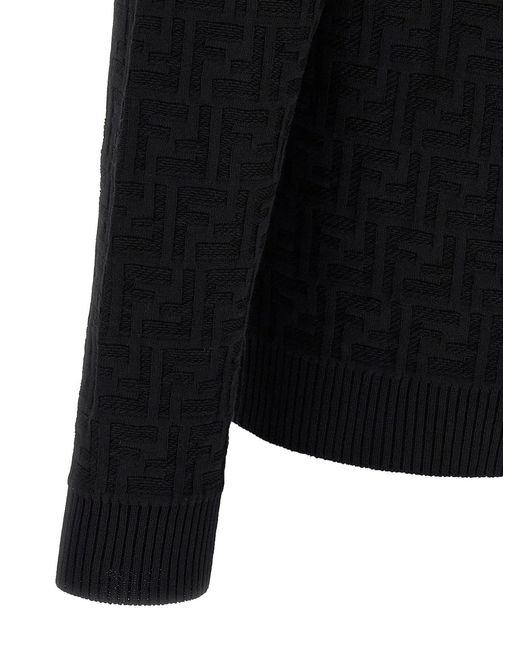 Fendi Black Ff Jacquard Sweater for men