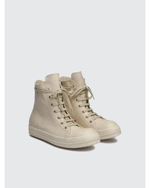 Rick Owens Natural Hi-Top Leather Sneakers for men