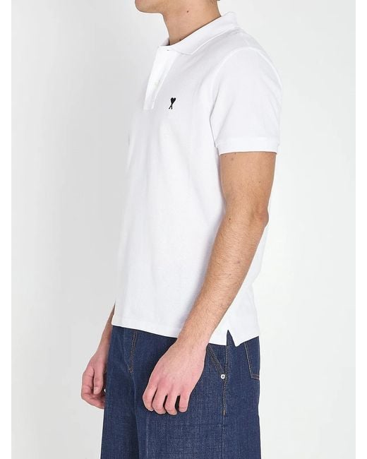 AMI White Ami De Coeur Polo for men