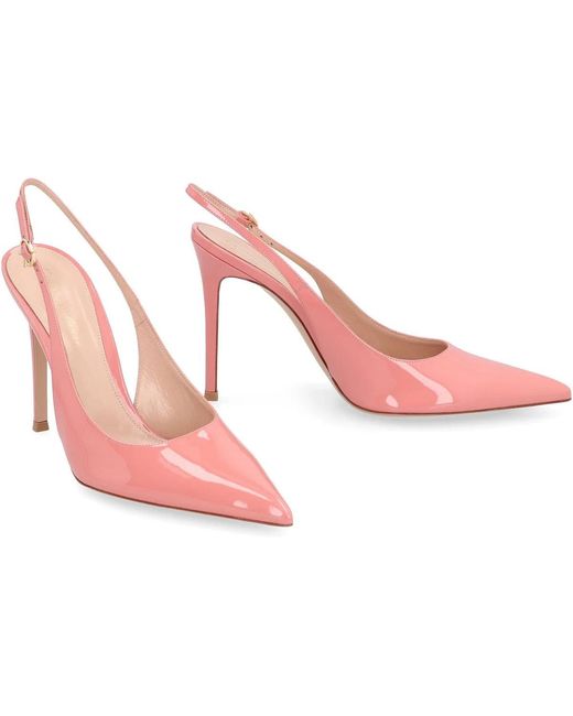 Gianvito Rossi Pink Patent Leather Slingback Pumps