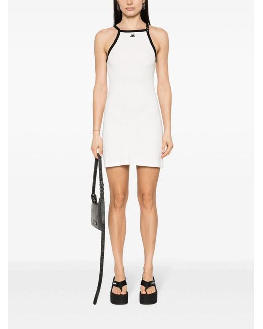 Courreges White Courregès Buckle Contrast Short Dress