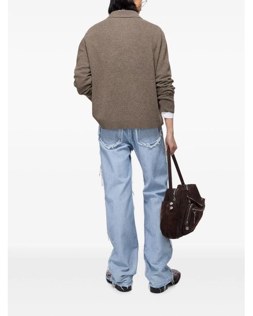 Acne Gray Logo Wool Polo Shirt for men