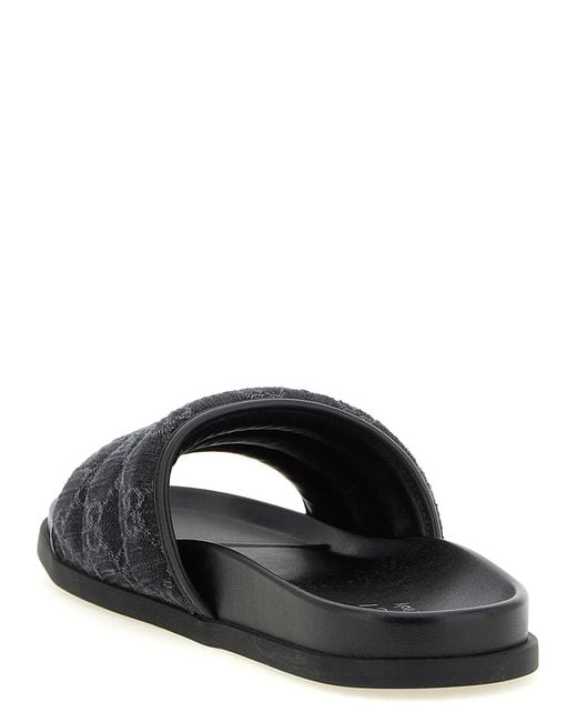 Gucci Black Gg Denim Slides for men