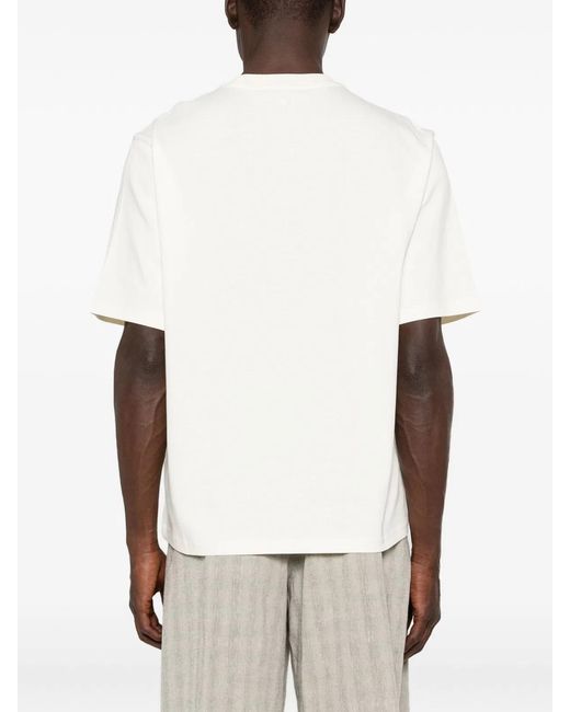 AMI White Logo-Print Striped-Patch T-Shirt for men