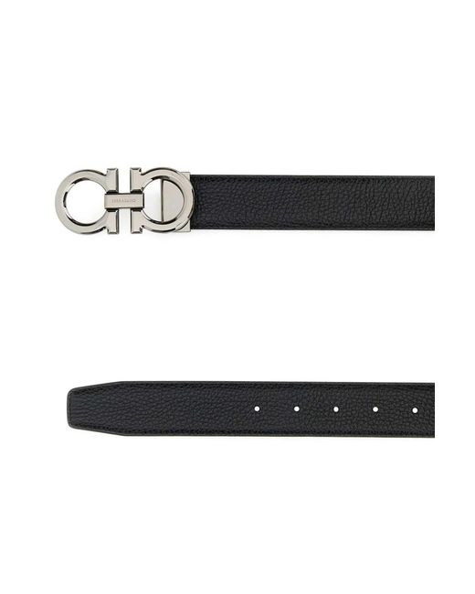 Ferragamo Black Leather Reversibile Belt for men