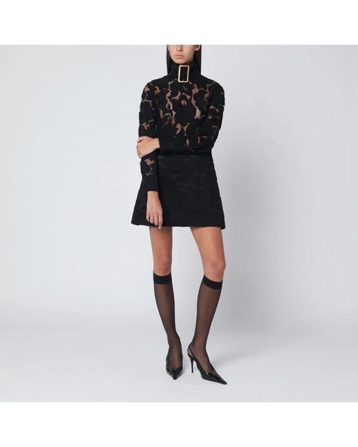 Patou Black Mini Dress With Buckle Collar
