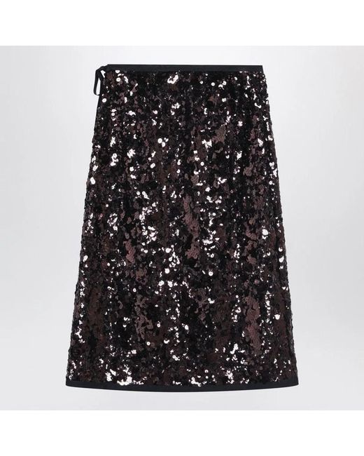 Prada Black Plum-Coloured Sequined Skirt