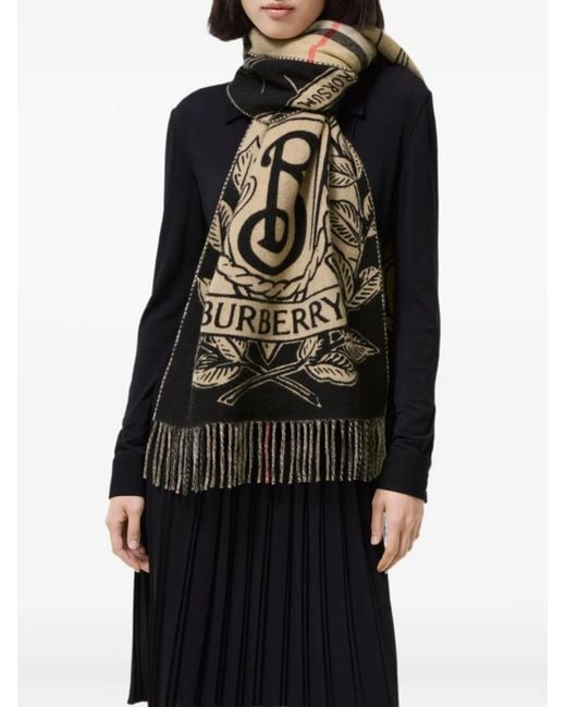 Burberry Black Mu Stormy Knight Check Scarf
