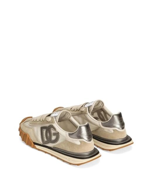 Dolce & Gabbana White Dolce & Gabbana Dg Athletic Fabric And Suede Sneakers for men