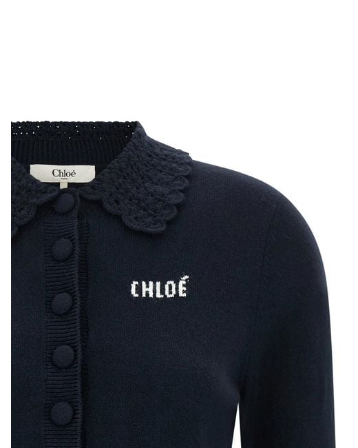 Chloé Blue Collared Cardigan