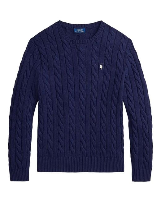 Polo Ralph Lauren Blue Cable-Knit Cotton Jumper for men