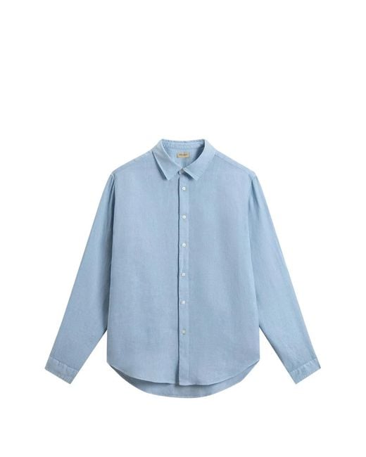 Woolrich Blue Linen Shirt for men