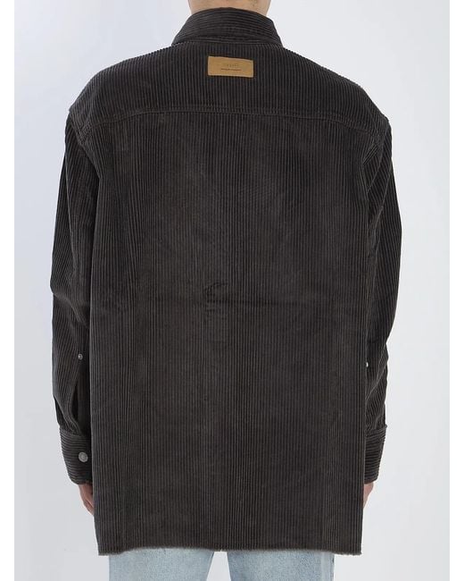 AMI Black Corduroy Velvet Overshirt for men