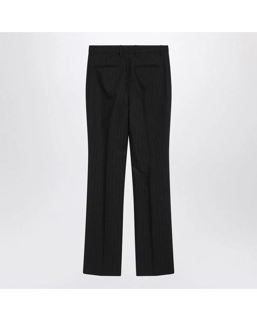 Gucci Black Wool Pinstripe Trousers