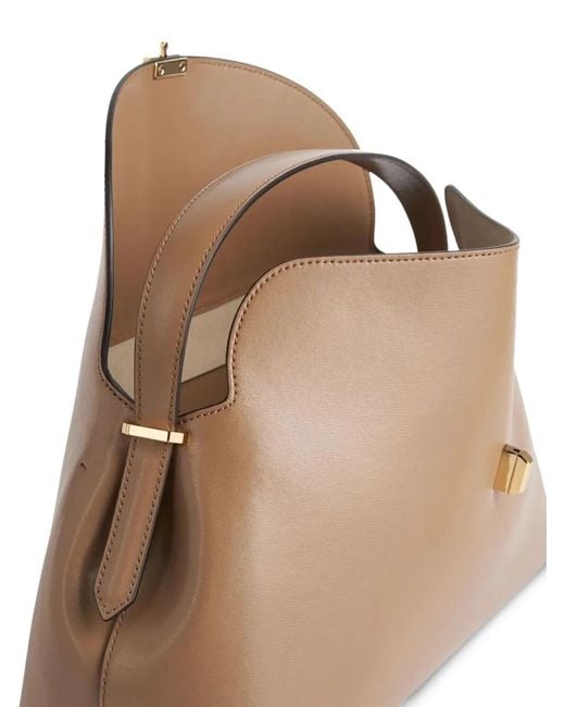 Totême Natural "T-Lock" Leather Top Handle Bag