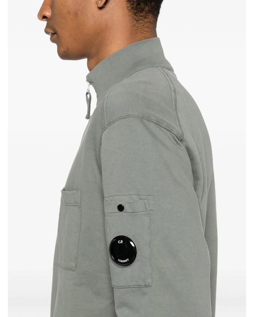 C P Company Gray C.P.Company Polo Collar Cotton Sweatshirt for men