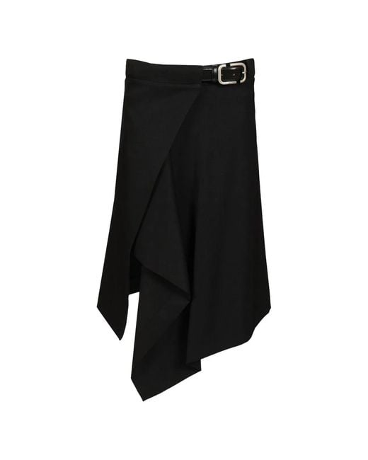 The Attico Black Wool Midi Skirt