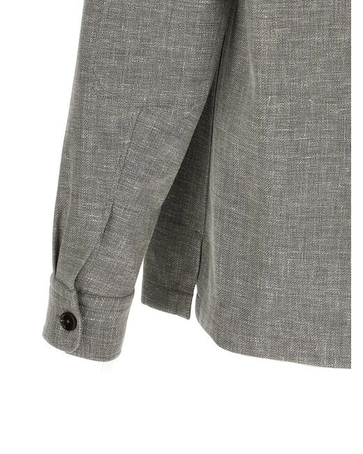 Zegna Gray 'Crossover' Overshirt for men