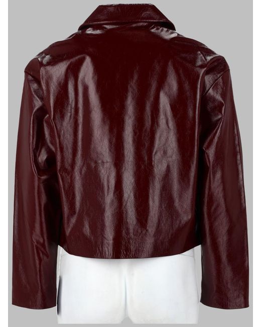 Self-Portrait Red Cropped Leather Jacket