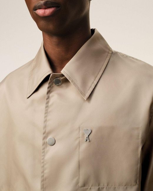 AMI Natural Nylon Ami De Coeur Stud Buttoned Jacket