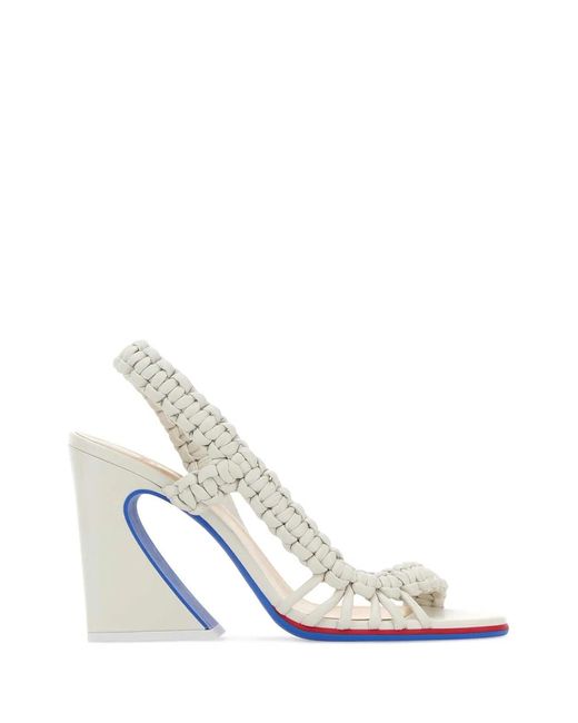 Fendi White Leather Arc Sandals