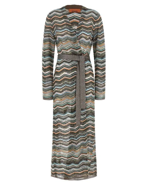 Missoni Gray Chevron Lamé Cardigan